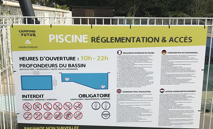 Panneau règlementation piscine